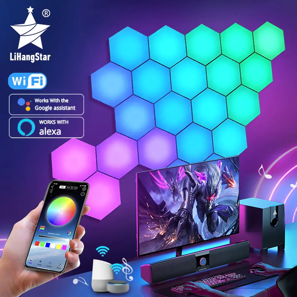 Luz Hexagonal LED Bluetooth