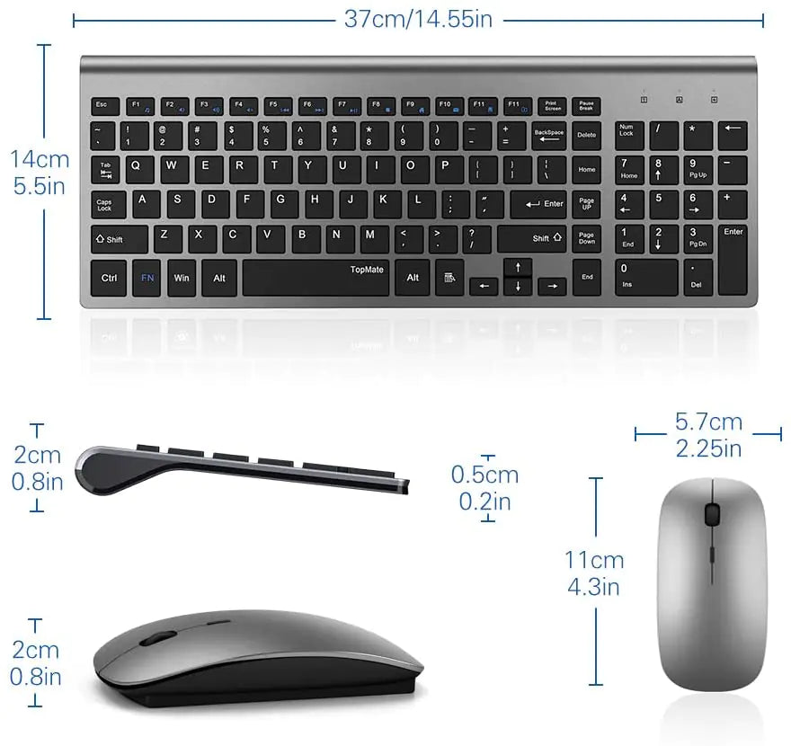 Conjunto de Teclado Inalámbrico y Ratón Ergonómico